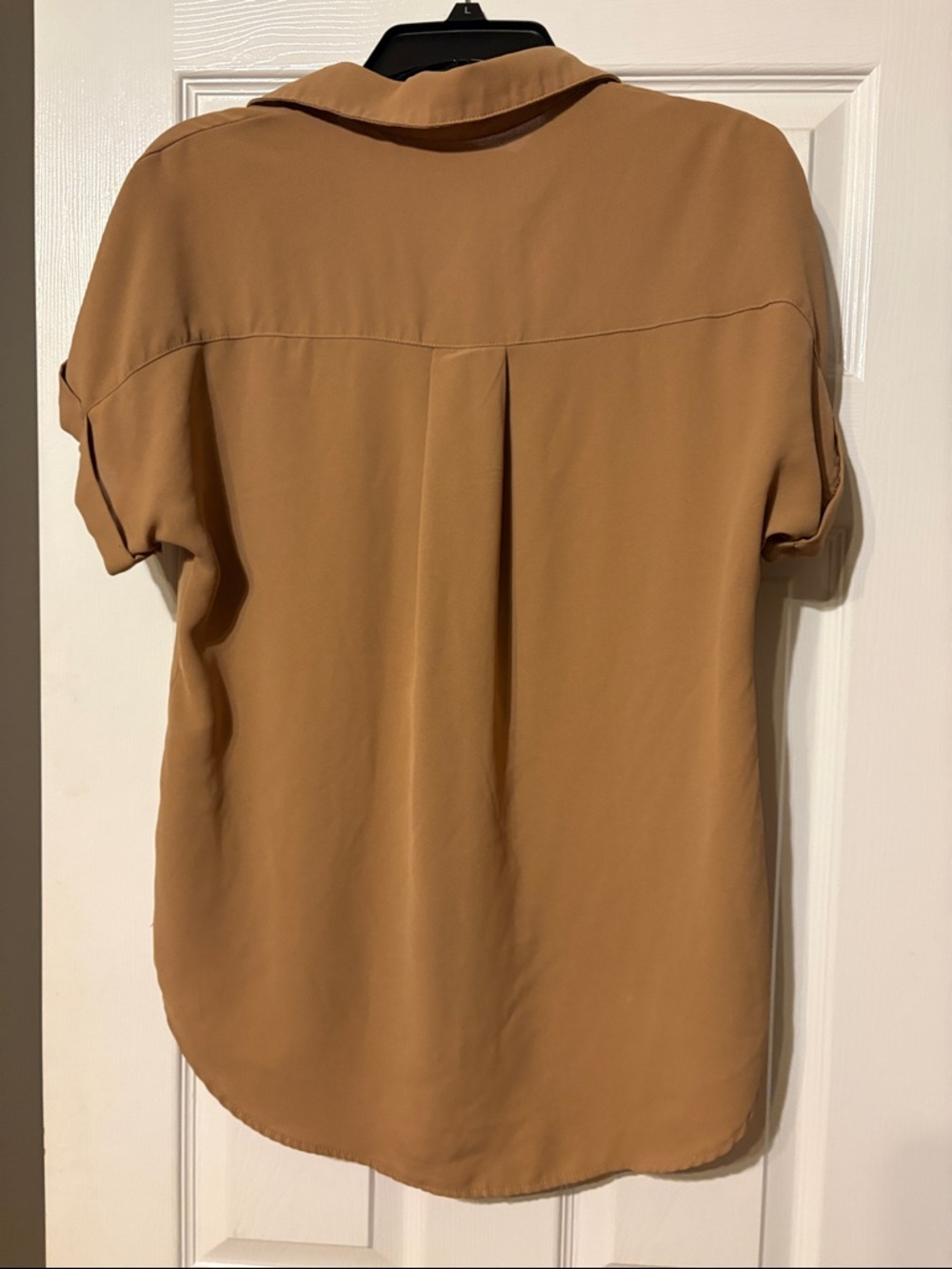 Amazon Women's Short Sleeve Button Front Blouse - Caramel Brown - Picture 2 of 3